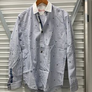 Robert Graham Blue and White Casual Button Down Shirt